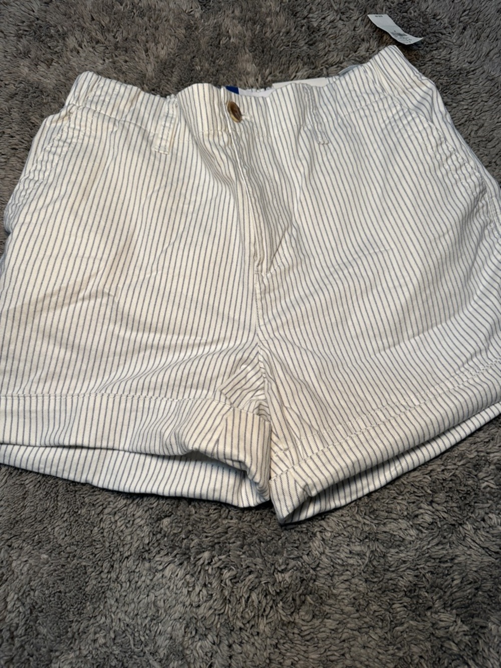 Old Navy White Shorts with Navy Pinstripes